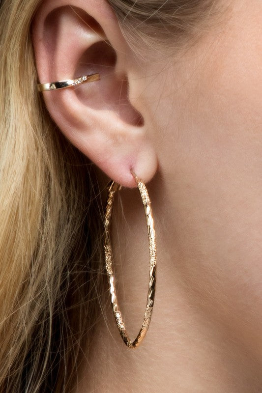 Brass Mixed Textured Hoop Earrings