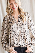 Dot Print Long Sleeves Blouse