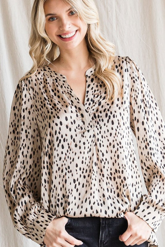 Dot Print Long Sleeves Blouse