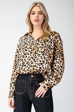 Leopard Print Button Up Blouse