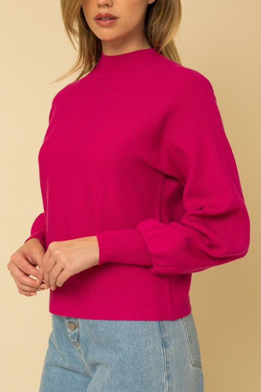 Dolman Sleeve Turtleneck Knit Sweater