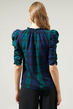 Hudson Plaid Drape Sleeve Top