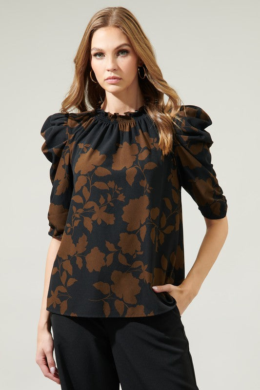 Floral Drape Sleeve Top