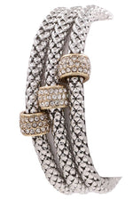 Metal Pave Ball Stretch Bracelet Set