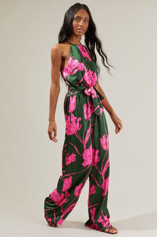 Eartha Floral Lighthearted Trapeze Jumpsuit