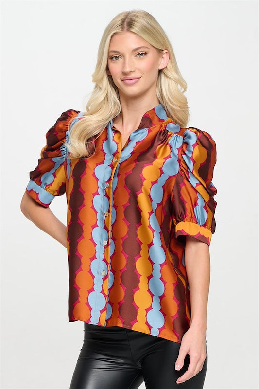 Adia Puff Sleeve Button Down Blouse