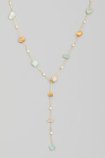 Pearl And Stone Station Lariat Necklace