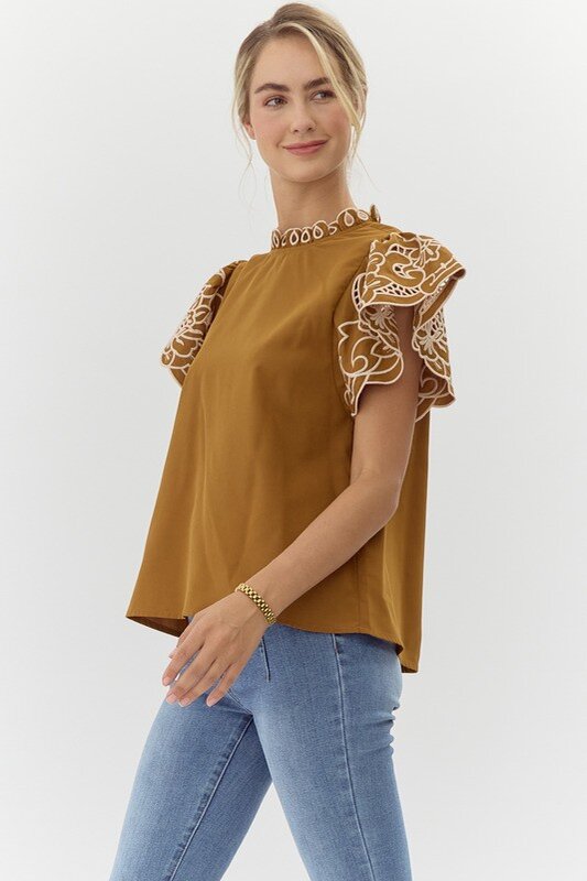 Solid Top With Frilled Neck