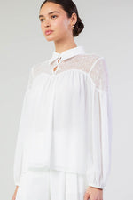 Lace Detail Button Front Blouse