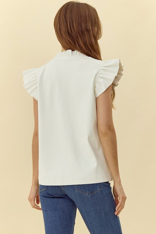 Pleather Ruffle Shoulder Top