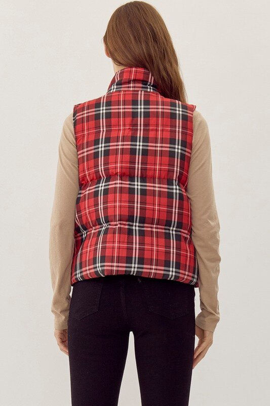 Plaid Check Print Vest