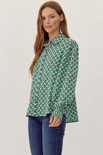 Geometric Print Button-up Top