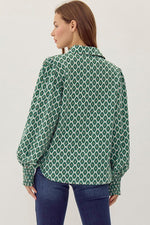 Geometric Print Button-up Top