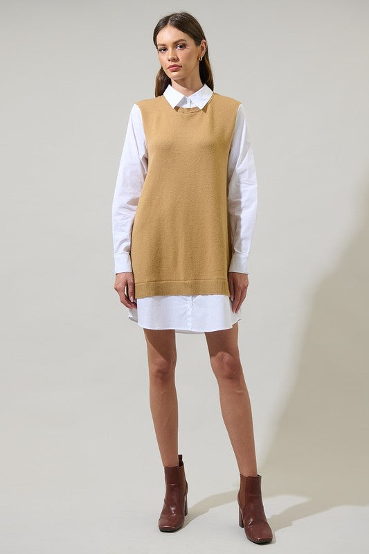 Milford Mariela Sweater Vest and Poplin Dress