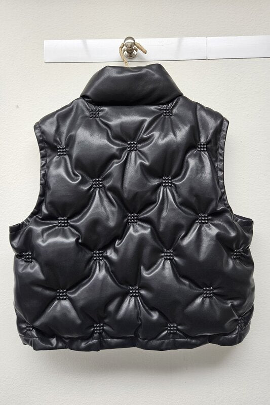 Faux Leather Puff Vest