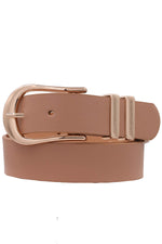 Metal Elongated U Buckle Faux Leather Belt