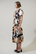 Floral Junice Split Neck Midi Dress