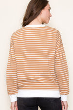 Contrased Band Long Sleeve Pullover Top