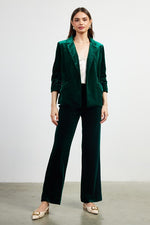 Velvet Blazer with Bunched Sleeves