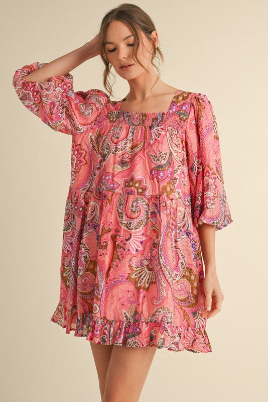 Paisley Pattern Print Dress