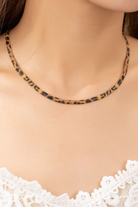 Herringbone Chain with Leopard Print