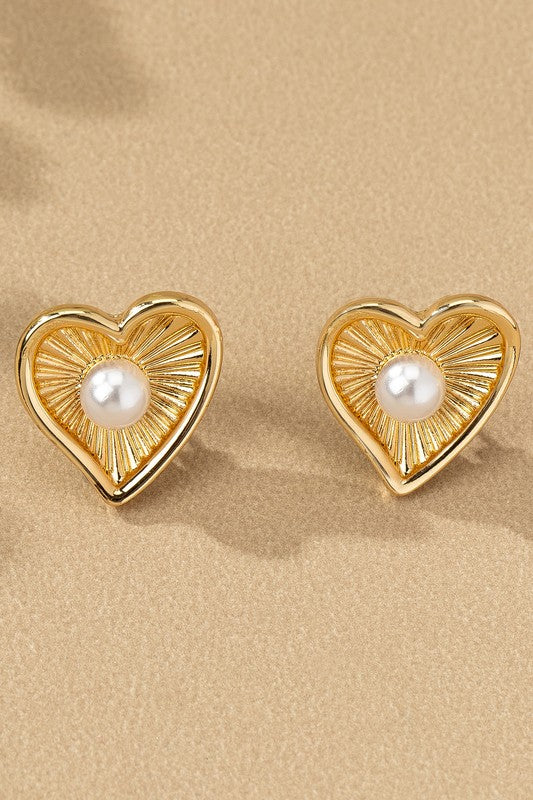 Heart Shape Earrings with Pearl