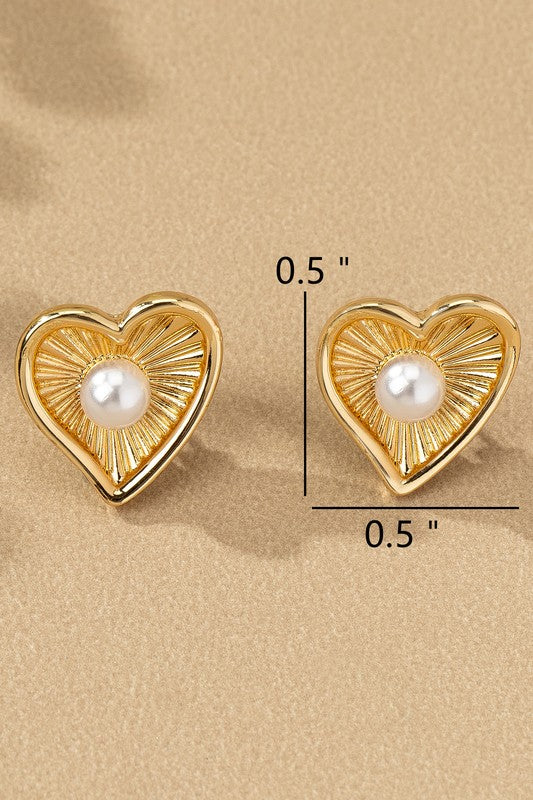 Heart Shape Earrings with Pearl