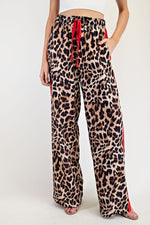 Leopard Printed Stripe Side Track Pants