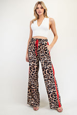 Leopard Printed Stripe Side Track Pants