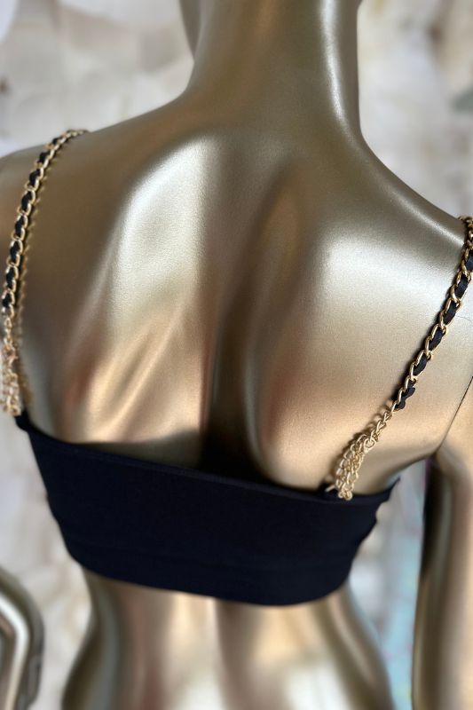Plunge Bra with Chain Straps White with Silver/White Chain / One Size Fits Most Plunge Bra with Chain Straps White with Silver/White Chain / One Size Fits Most