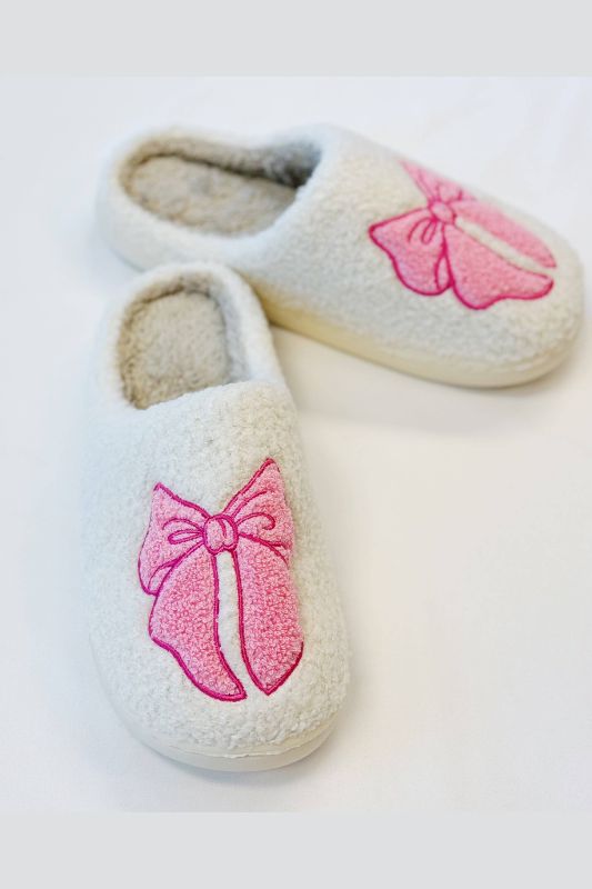 Pink Lounge Bow Cozy Slippers