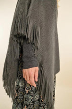 Knit Poncho with Fringe