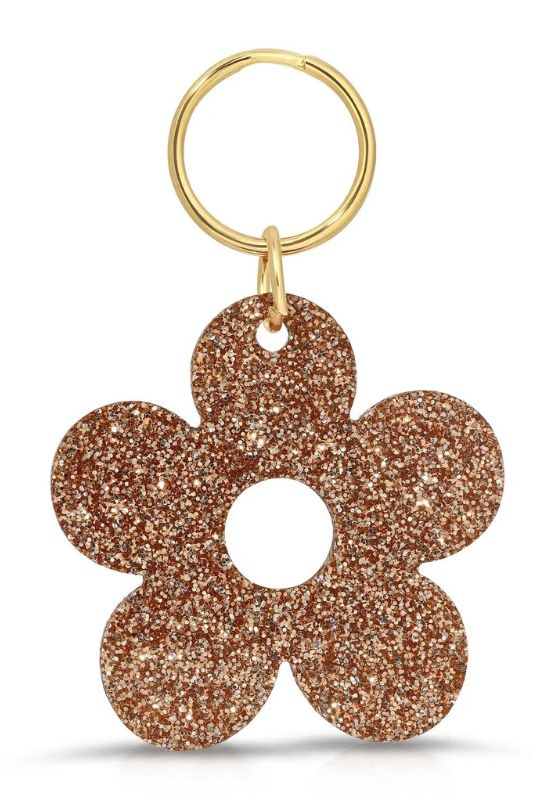 Gold Glitter Keychain- Flower