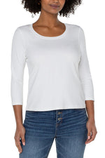 3/4 Sleeve Scoop Neck Knit Tee