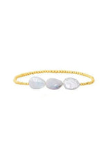 18K Gold Plated Copper Pearl and Gold Beaded Ball Bracelet