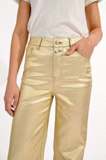 Coated Wide Leg High Rise Pants