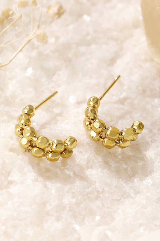 Gold Curved Ball Chain Earrings