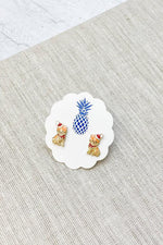 Christmas Pomeranian Signature Enamel Stud Earrings