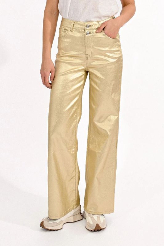 Coated Wide Leg High Rise Pants