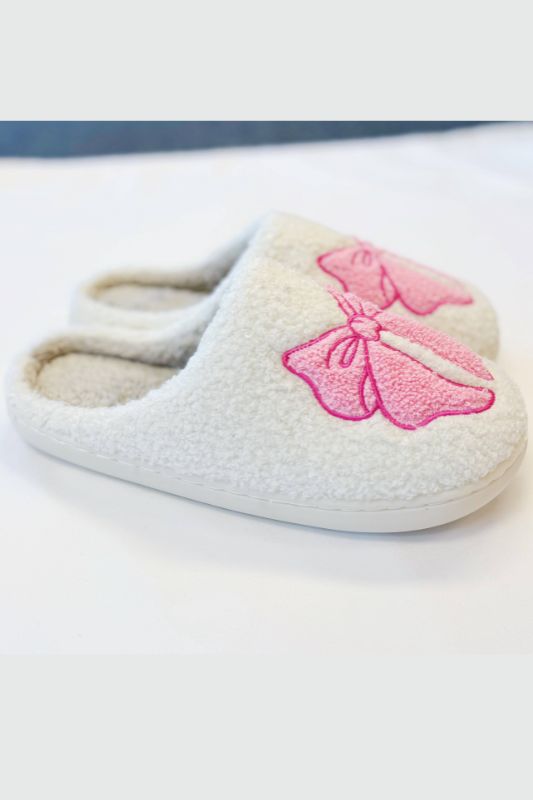 Pink Lounge Bow Cozy Slippers