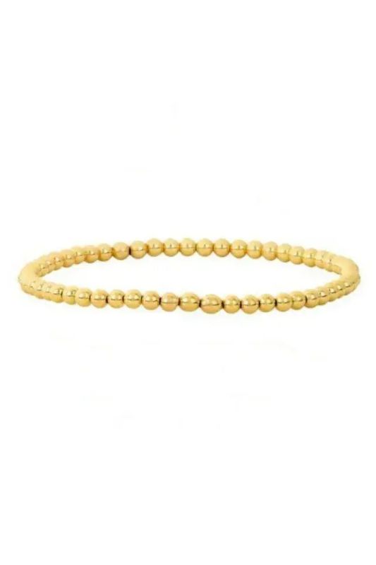 18K Gold Plated Copper Pearl and Gold Beaded Ball Bracelet