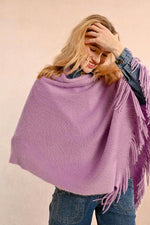 Knit Poncho with Fringe