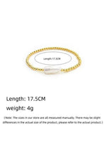 18K Gold Plated Copper Pearl and Gold Beaded Ball Bracelet