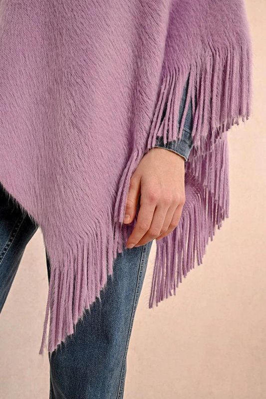 Knit Poncho with Fringe