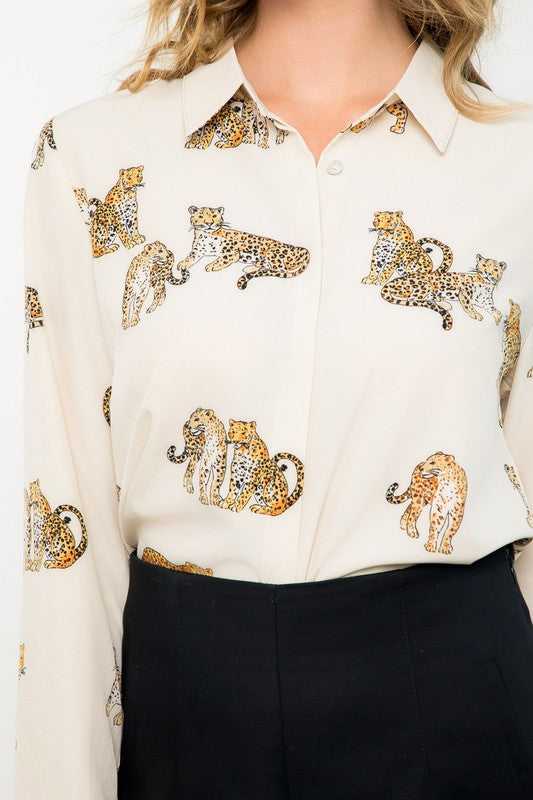 Long Sleeve Leopard Print Top