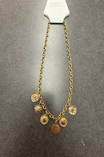 Chain Link Necklace With Multi Sun Pendants