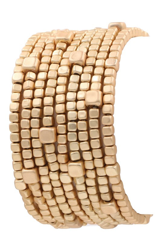 Acrylic Square Bead Bracelet Set