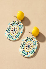 Acrylic Oval Mosaic Drop Earrings