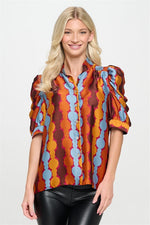 Adia Puff Sleeve Button Down Blouse