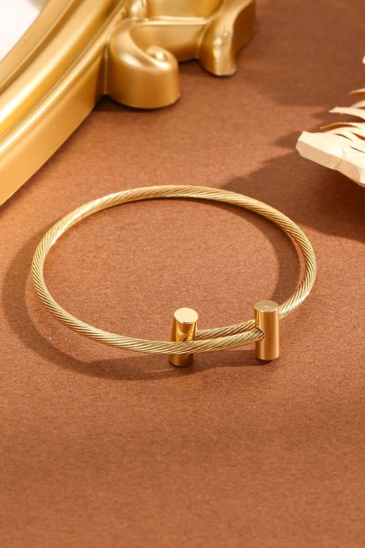 Braided Cylinder Bracelet With Gold Tips